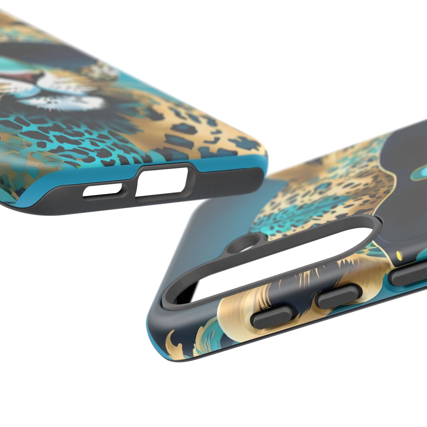Phone Case - Aqua & Gold Leopard In Sunglasses Design