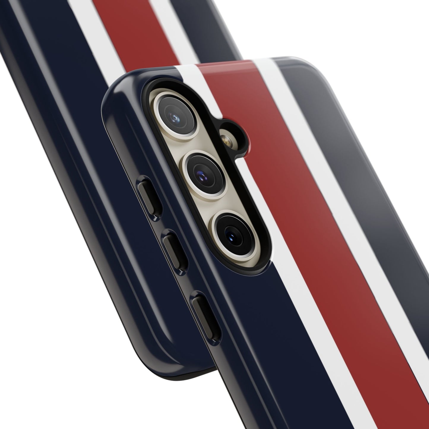 Lunar Midnight & Red-White Striped Stylish Phone Case - Tough Cases, Custom iPhone Cover, Sleek Phone Accessories, Gifts for Him/Her