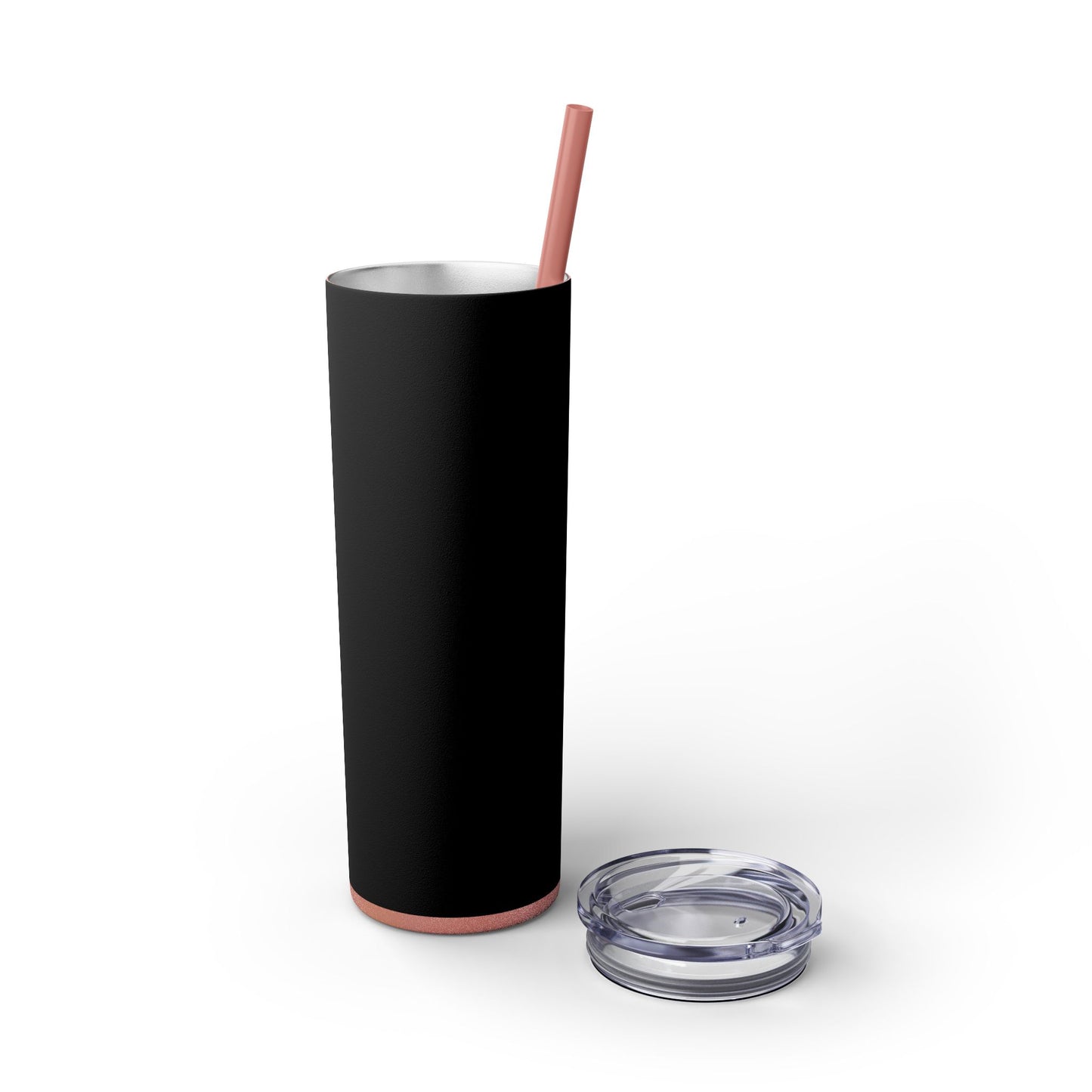 Stylish Black Skinny Tumbler with Straw, 20oz - Perfect for Coffee, Juice, and Smoothies, Ideal Gift for Any Occasion