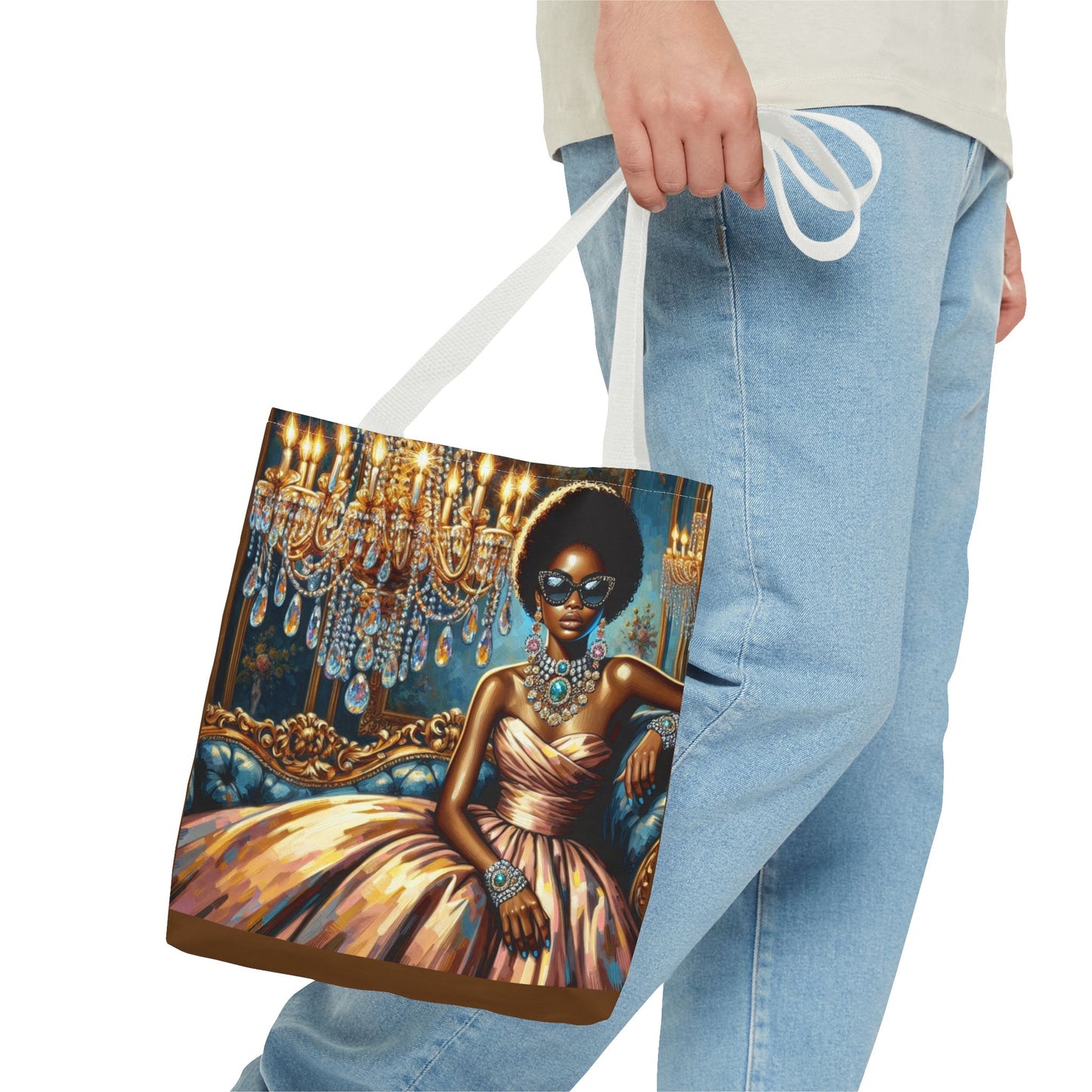 Elegant Fashion Tote Bag, Chic Handbag for Women, Stylish Shopping Bag, Glamorous Gift for Her, Art Tote - Elegant Lady & Chandelier