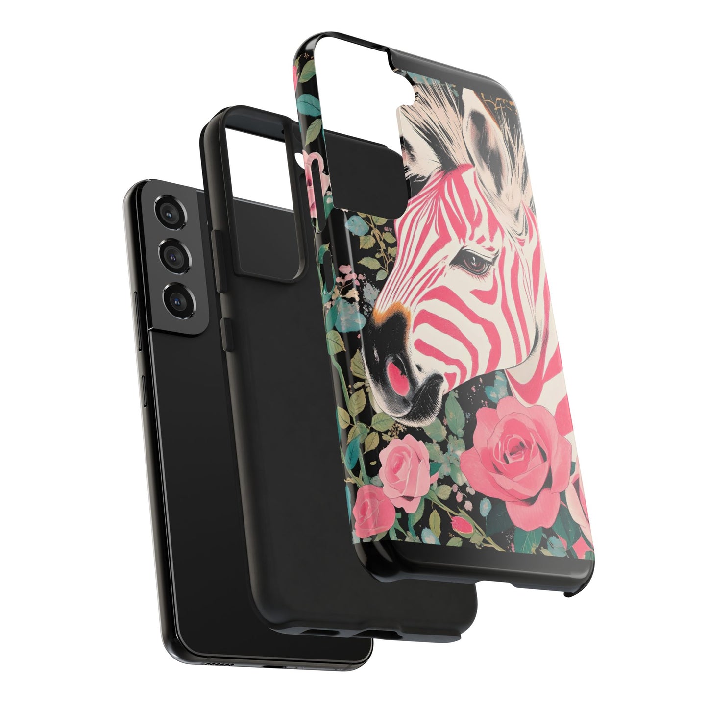 Pink Zebra Tough Phone Case - Trendy Floral Design for Animal Lovers