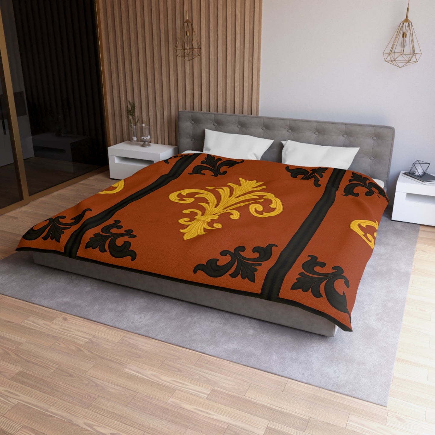 Dusk Terracotta Baroque Duvet Cover — Dusk Terracotta & Gold Tile Pattern