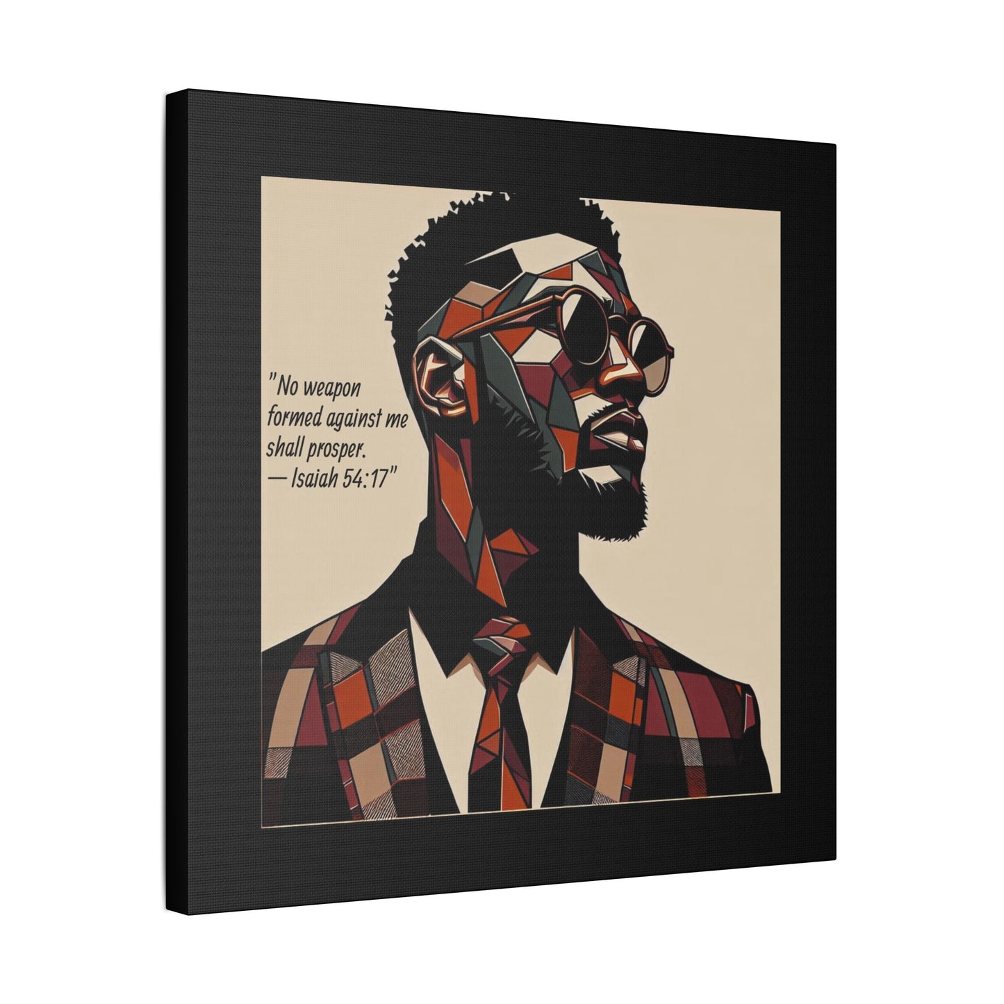 Afro Art Print Canvas, Wall Decor, Satin Stretched Canvas, African American Art, Office Decor, Home Decor - Isaiah 54:17
