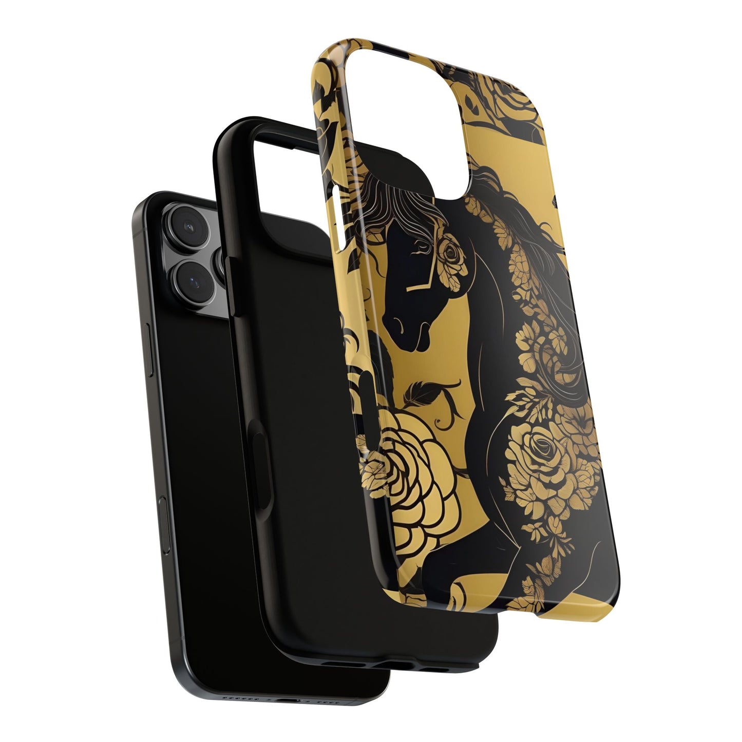 Phone Case - Elegant Horse & Roses Design