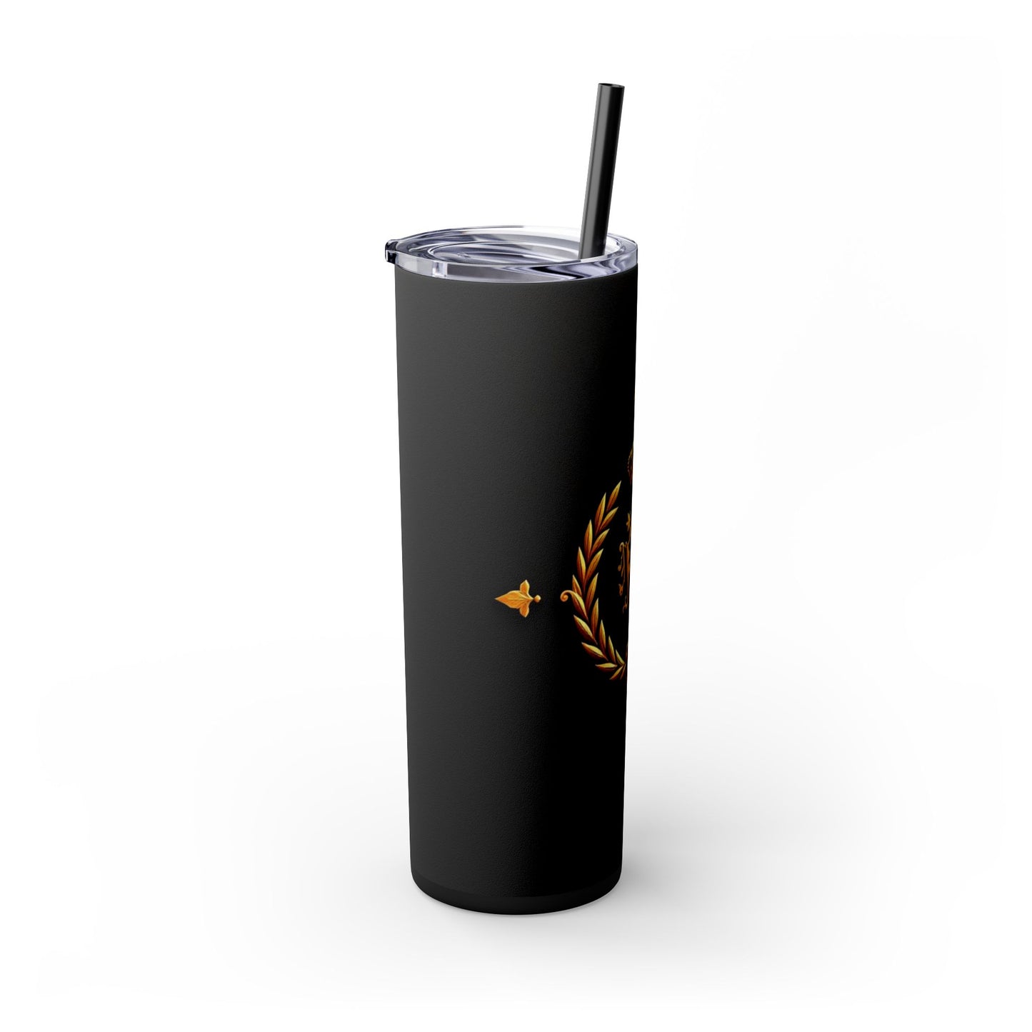Elegant Gold Crown Skinny Tumbler with Straw, 20oz - Stylish Drinkware for Every Occasion, Royal Inspired, Ideal Gift for Her - Gold Crest