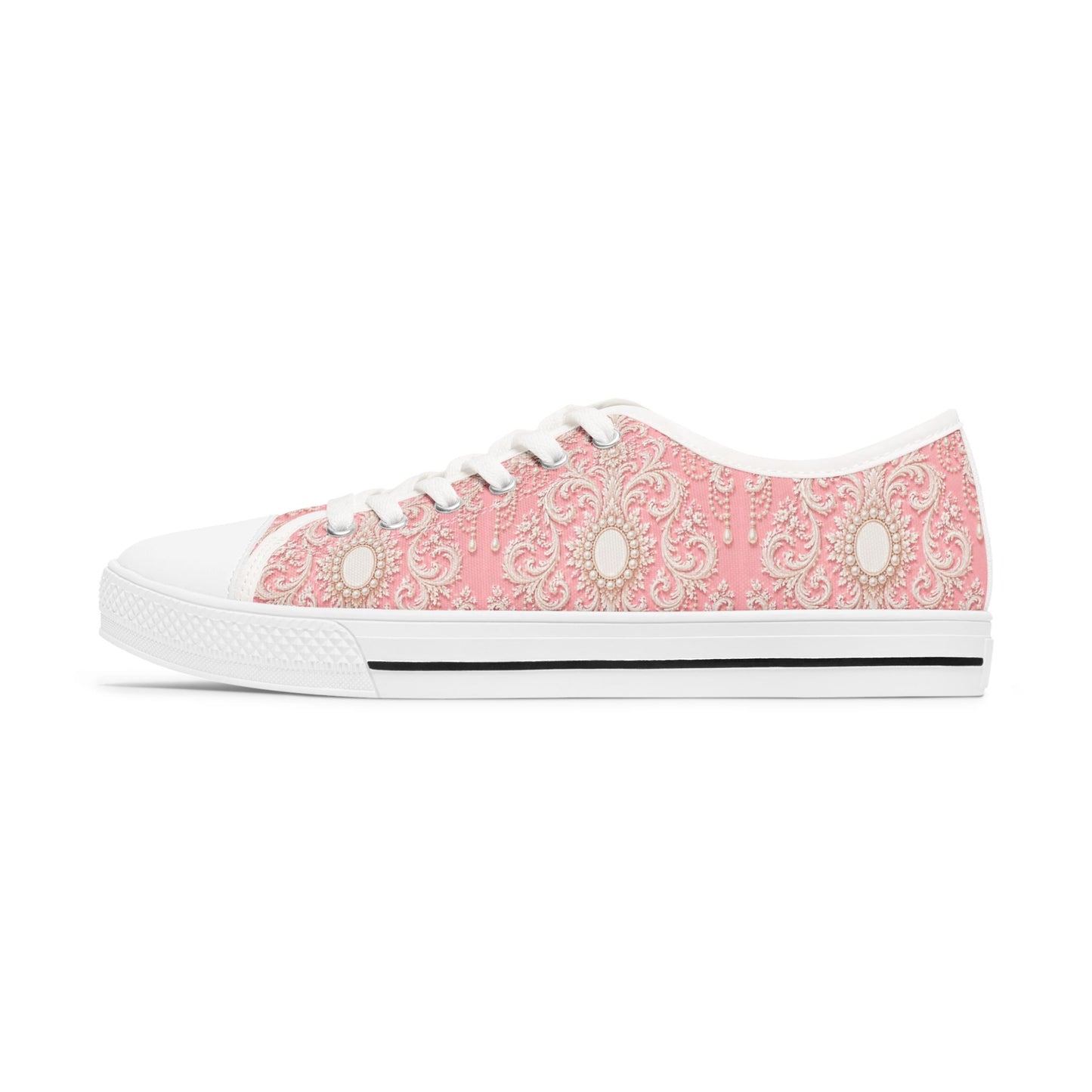 Pink Rococo Vintage Pattern - Women's Low Top Sneakers