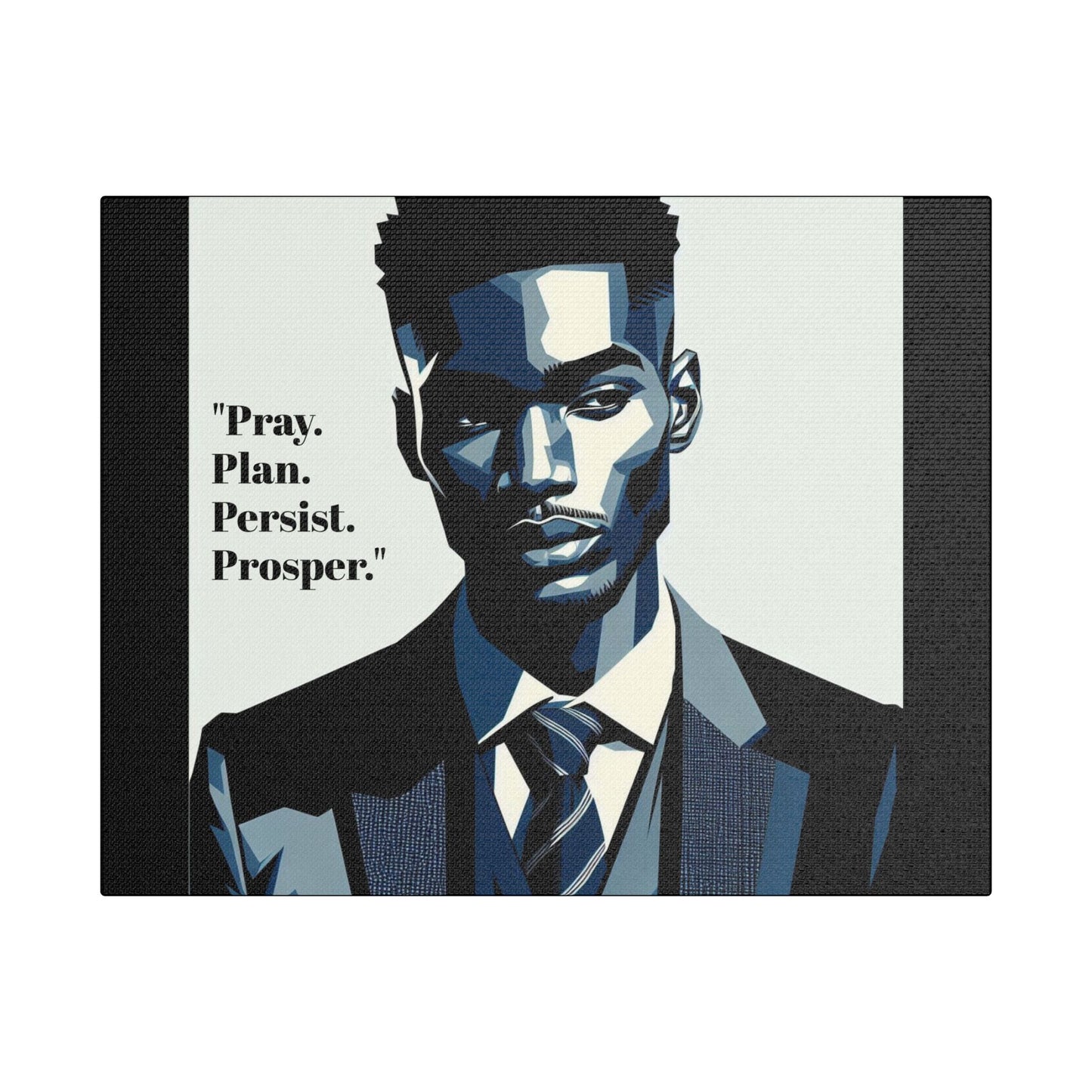 Afro Art Print Canvas, Wall Decor, Satin Stretched Canvas, African American Art, Office Decor, Home Decor - "Pray. Plan. Persist. Prosper."