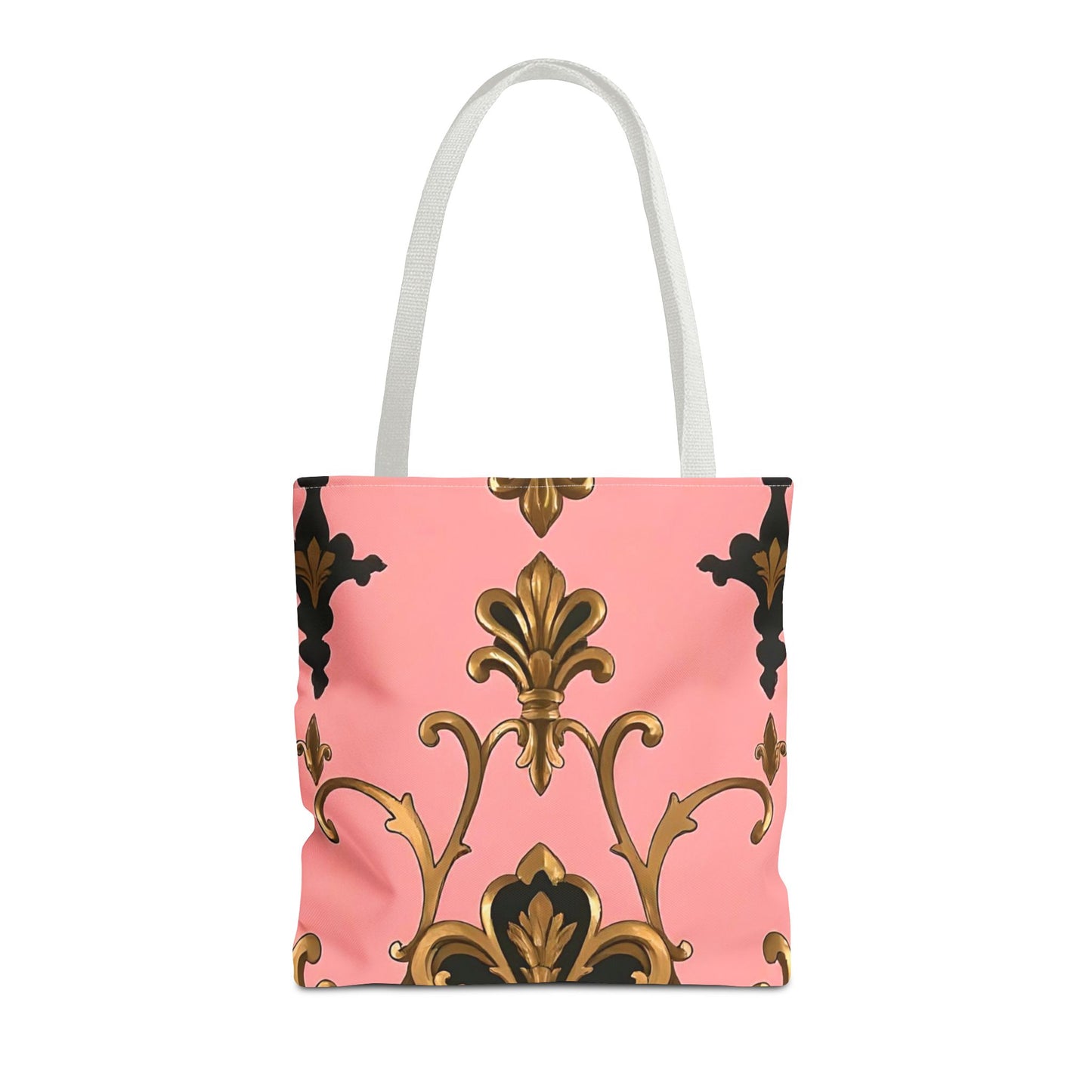 Elegant Patterned Tote Bag - Chic Carry-All for Everyday Use, Fashion Accessory - Pink, Black & Gold Rococo