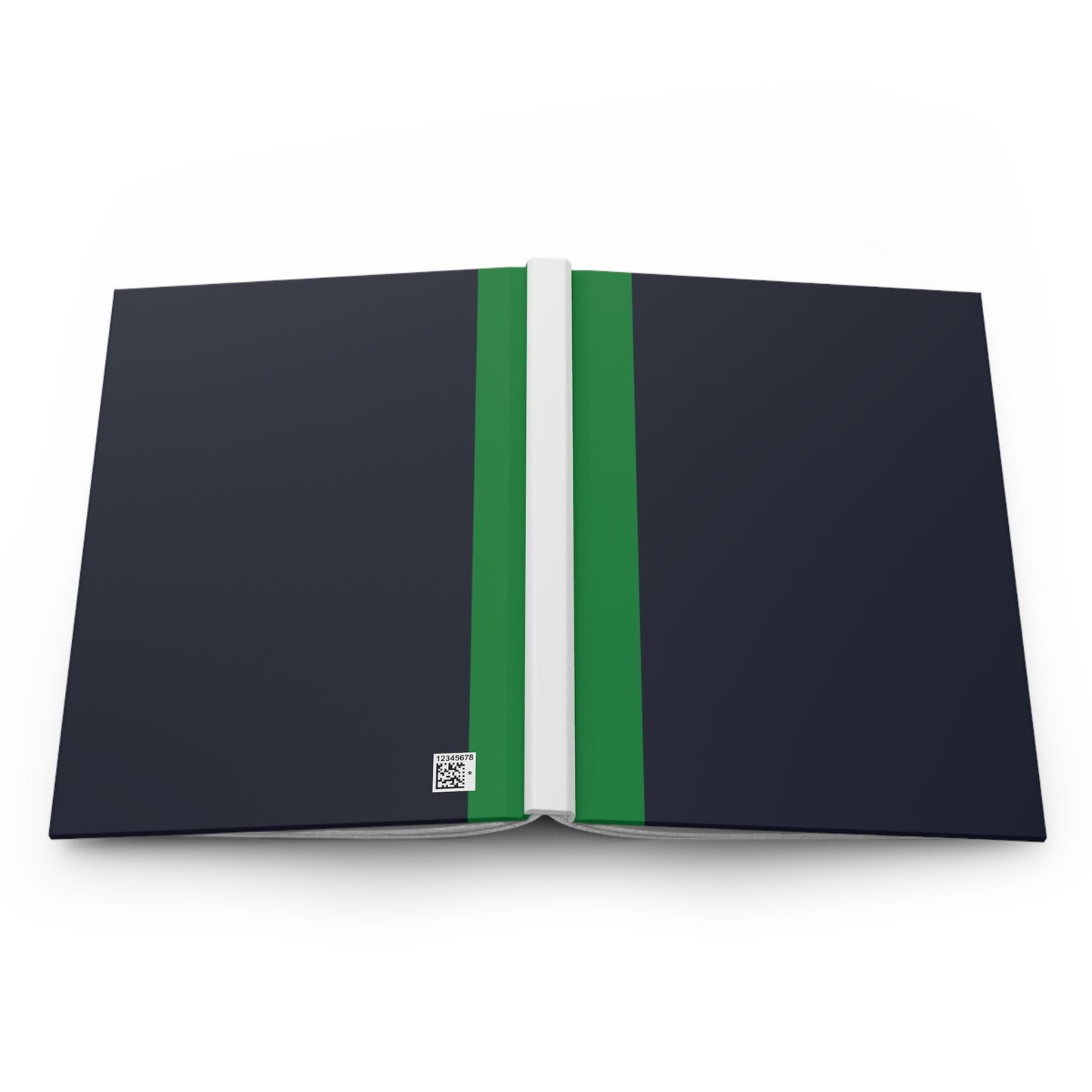 Lunar Midnight & Green-White Striped Elegant Hardcover Journal, Minimalist Notebook, Daily Planner, Green Accent Journal, Gift for Writers & Students