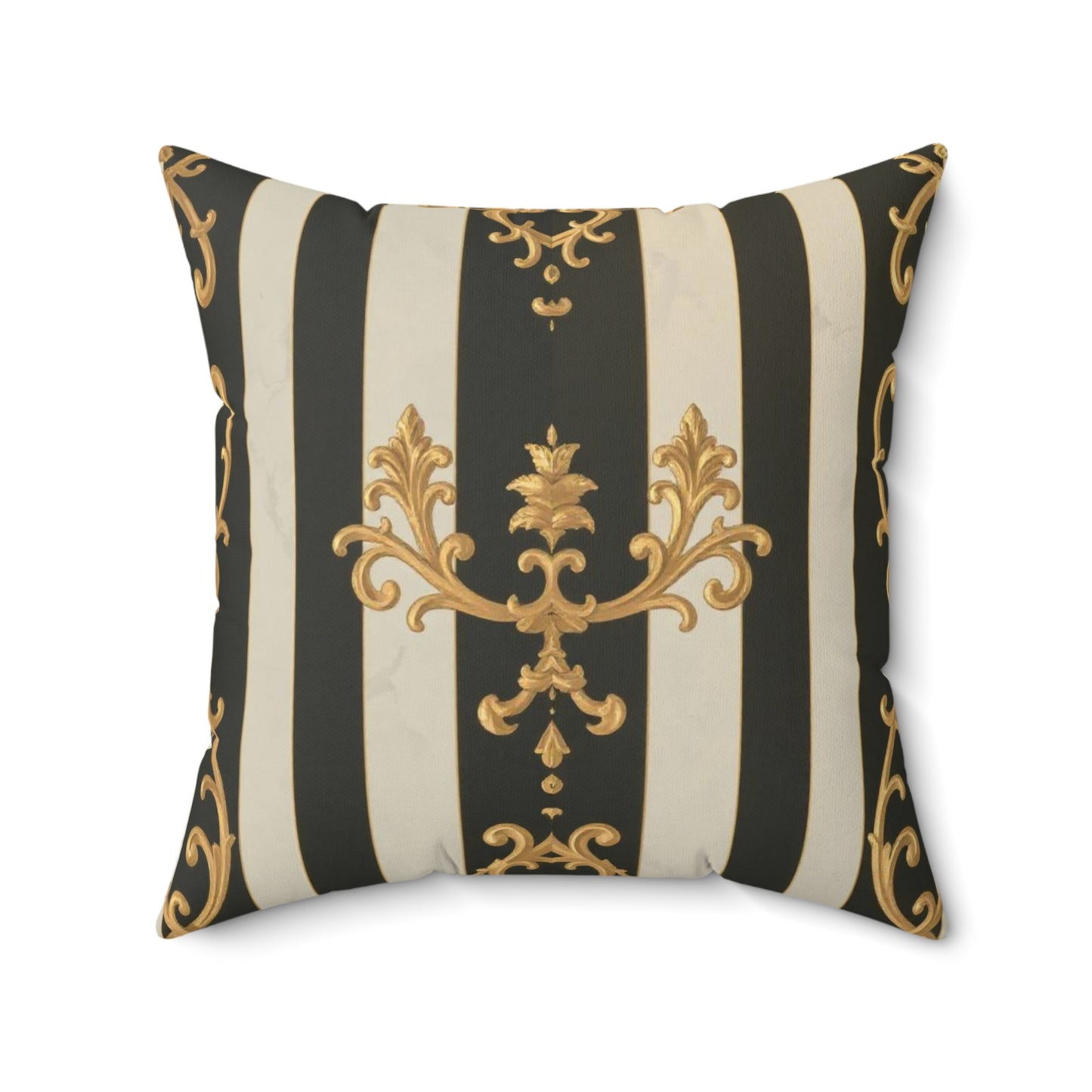 Elegant Black & Alabaster Striped Baroque Decorative Pillow, Modern Home Decor, Luxurious Cushion, Gifts for Housewarming, Living Room Accent