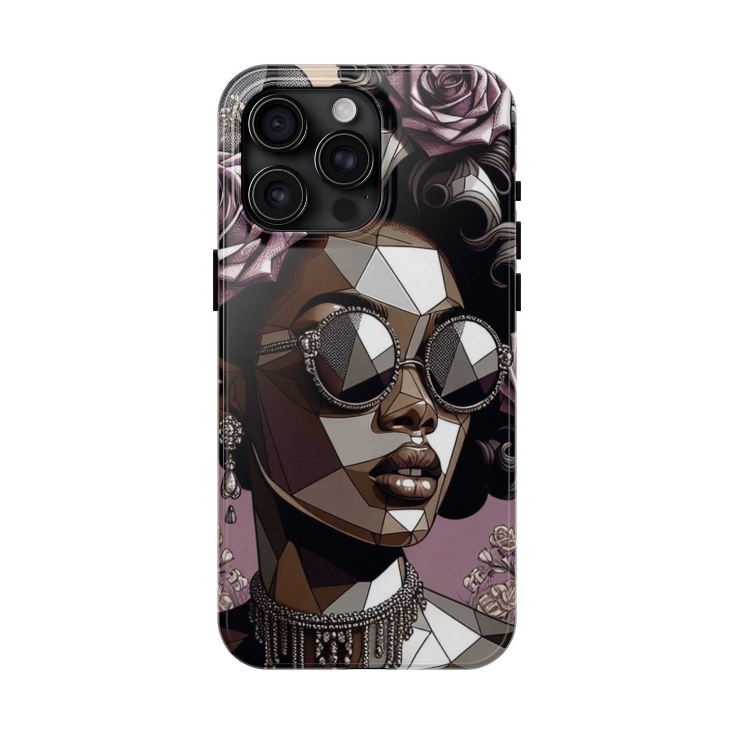 Chic Geometric Phone Case, Stylish Tough Case for Women, Unique Gift, Floral Design, Modern Accessories for Everyday Use - Lilac Baroque Lady