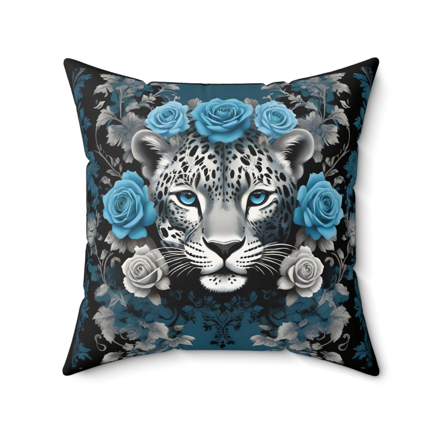 Elegant Leopard Floral Faux Suede Pillow – Stylish Home Decor - Silver Leopard