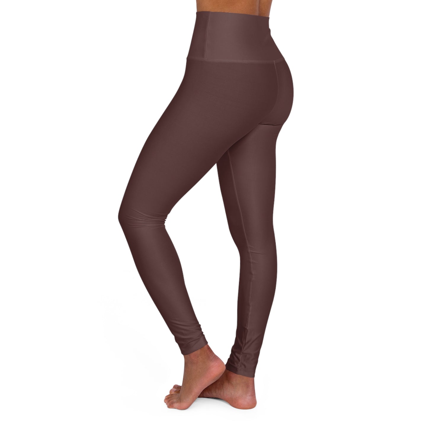 High Brown Merlot Waisted Yoga Leggings, Comfortable Activewear, Fitness Gear, Workout Leggings, Stylish Yoga Pants, Athleisure Outfit