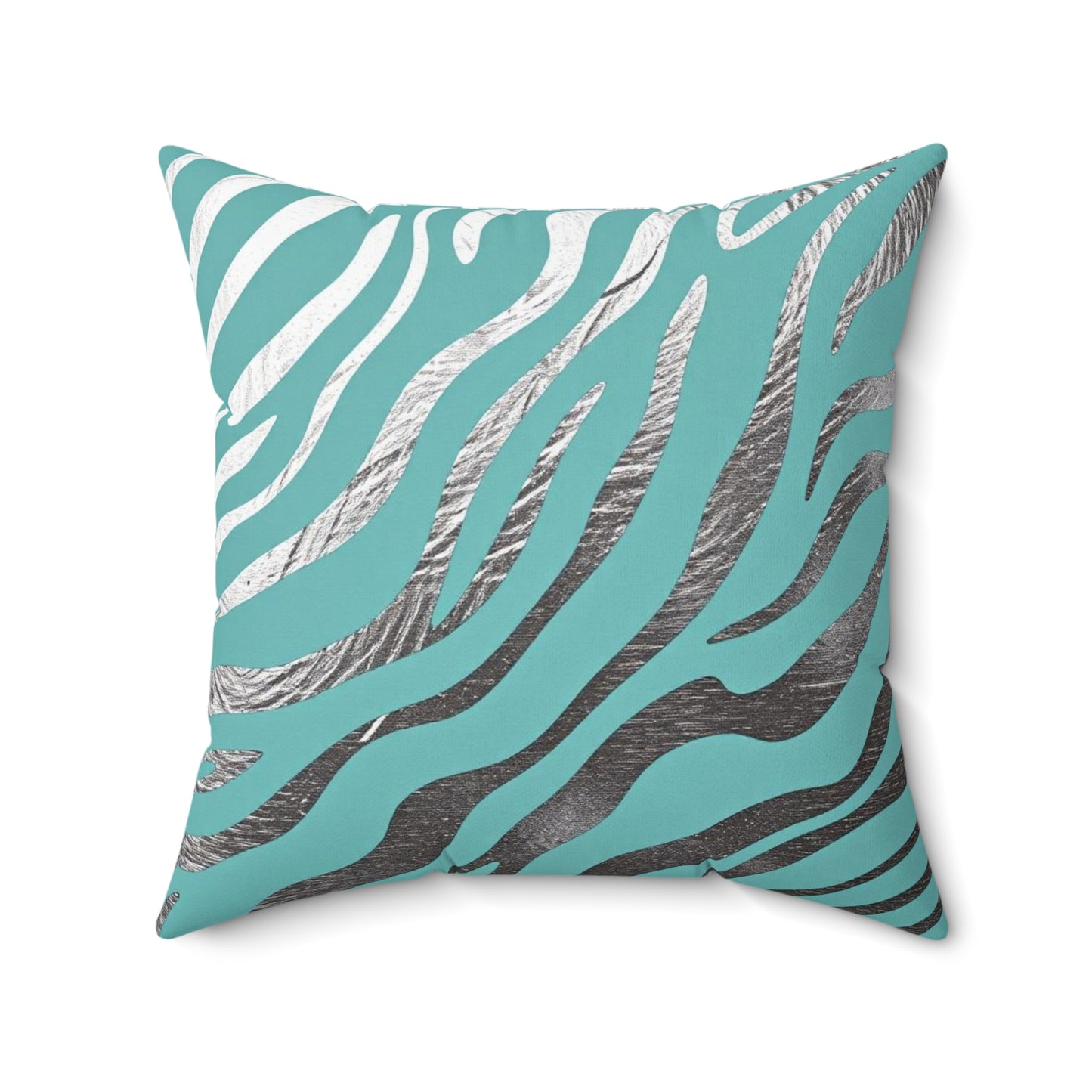 Aqua & Silver Zebra Print Throw Pillow