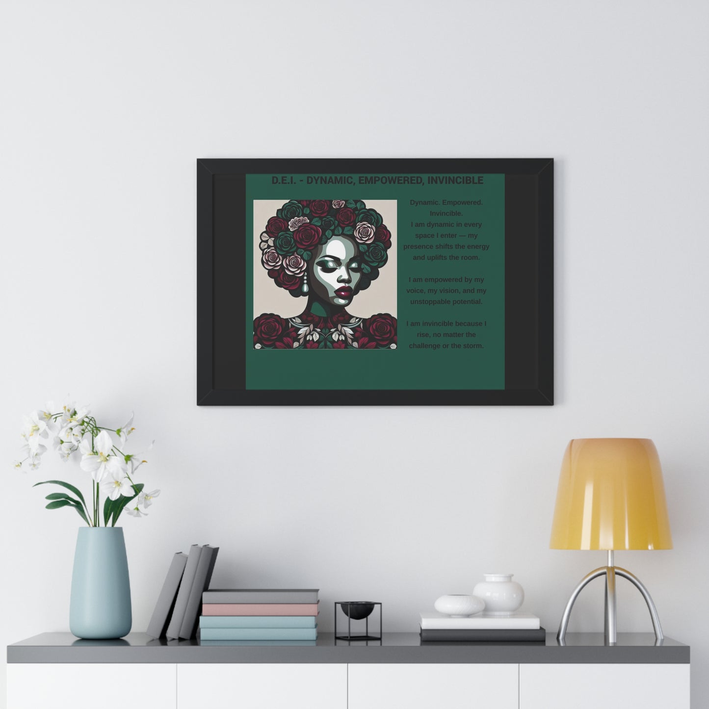 Empowered Woman Framed Poster - Dynamic, Empowered, Invincible Decor for Inspiration