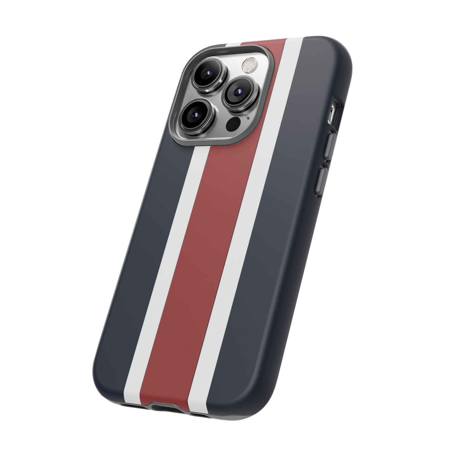 Lunar Midnight & Red-White Striped Stylish Phone Case - Tough Cases, Custom iPhone Cover, Sleek Phone Accessories, Gifts for Him/Her