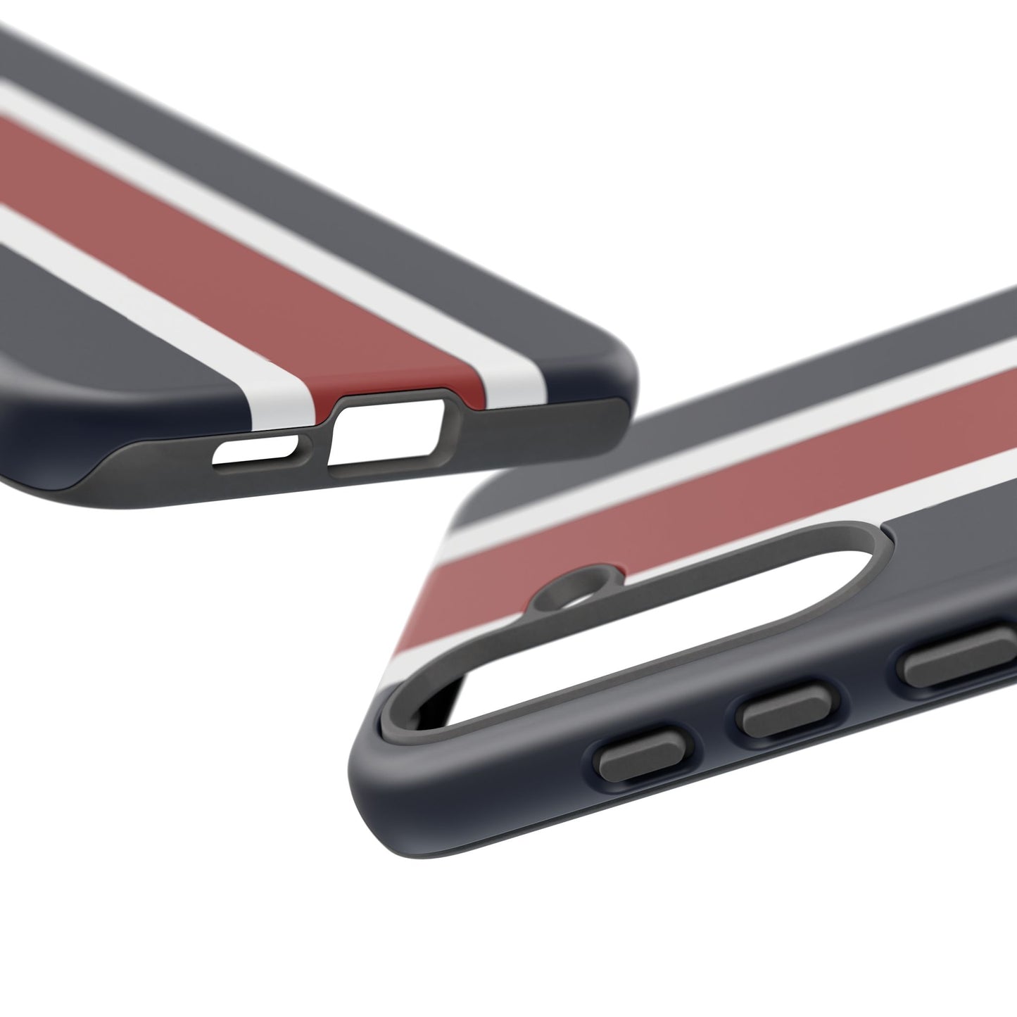 Lunar Midnight & Red-White Striped Stylish Phone Case - Tough Cases, Custom iPhone Cover, Sleek Phone Accessories, Gifts for Him/Her