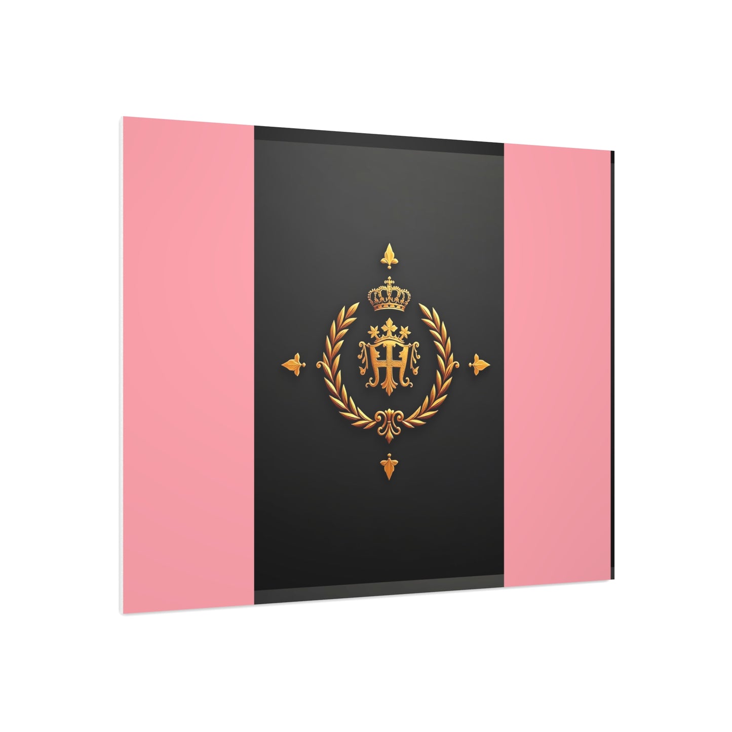 Elegant Wall Art Foam Board, Luxurious Home Decor, Modern Design Display, Stylish Room Accent, Office Decor, Unique Gift - Pink Striped Gold Crest