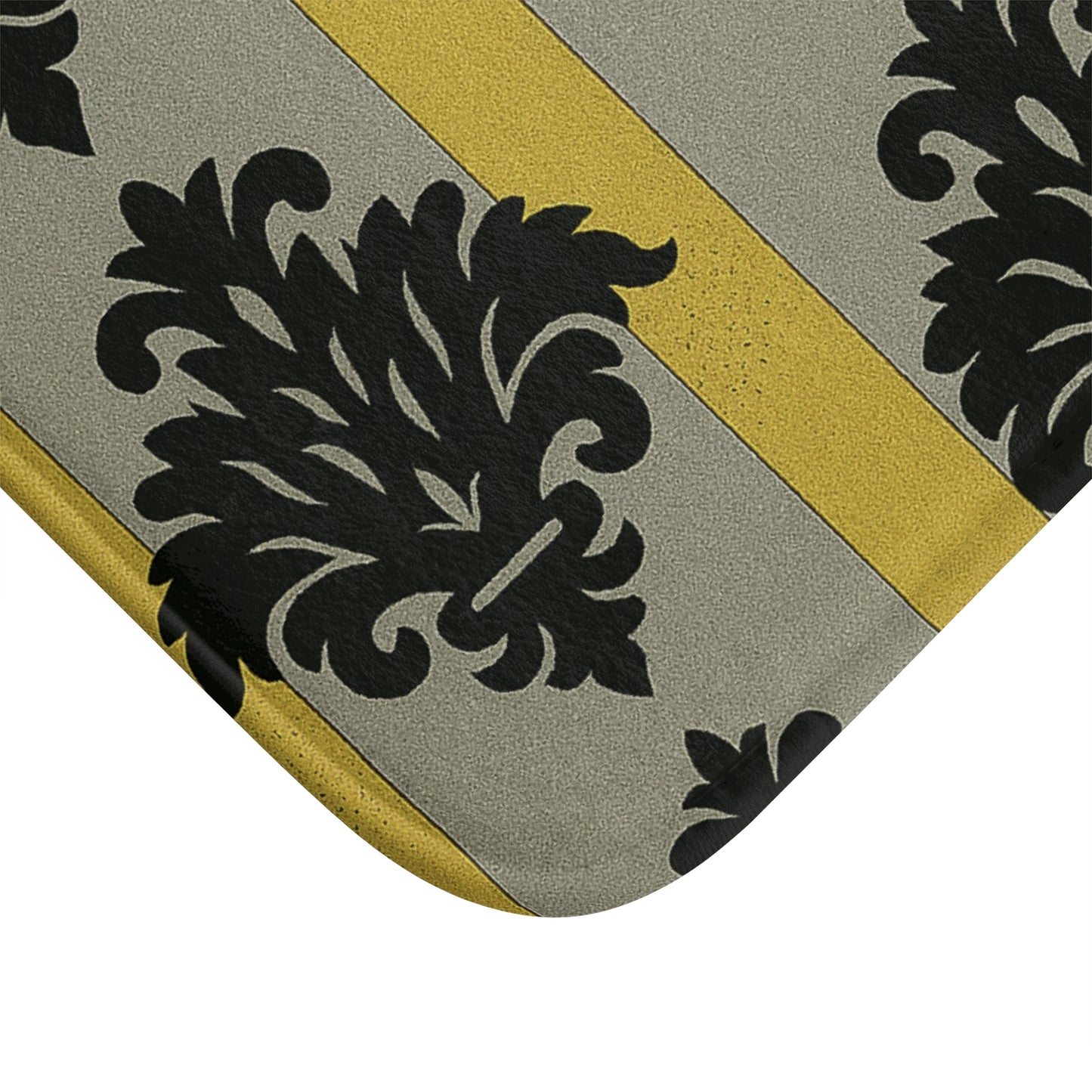 Elegant Baroque Bath Mat - Stylish Bathroom Decor, Non-Slip Mat, Gift for Home, Housewarming Gift - Silver & Gold Striped Black Baroque