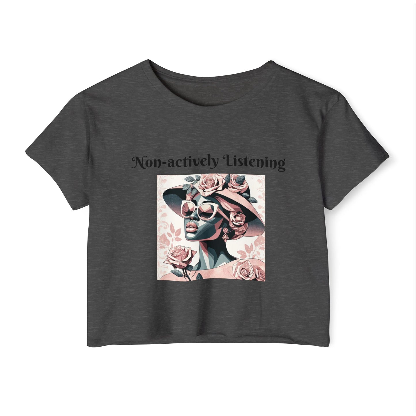 Chic Women's Festival Crop Top, Non-actively Listening Tee, Summer Vibes, Music Festival Outfit, Casual Streetwear