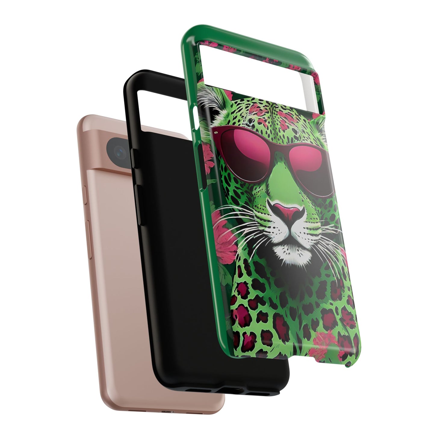 Phone Case - Lime Green & Burgundy Leopard In Sunglasses Design