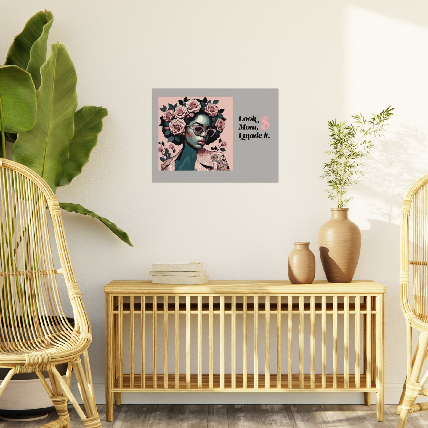 Chic Motivational Foam Board Art | Look Mom, I Made It | Inspirational Wall Decor, Home Office Decor, Gift for Mom, Affirmation Art