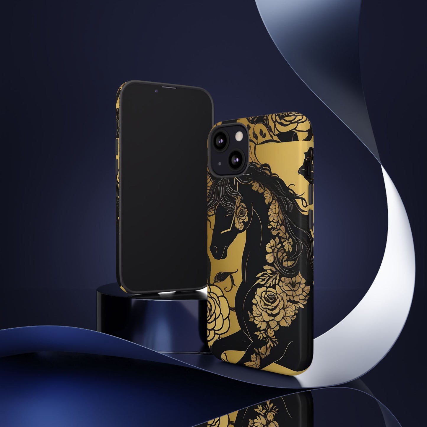 Phone Case - Elegant Horse & Roses Design