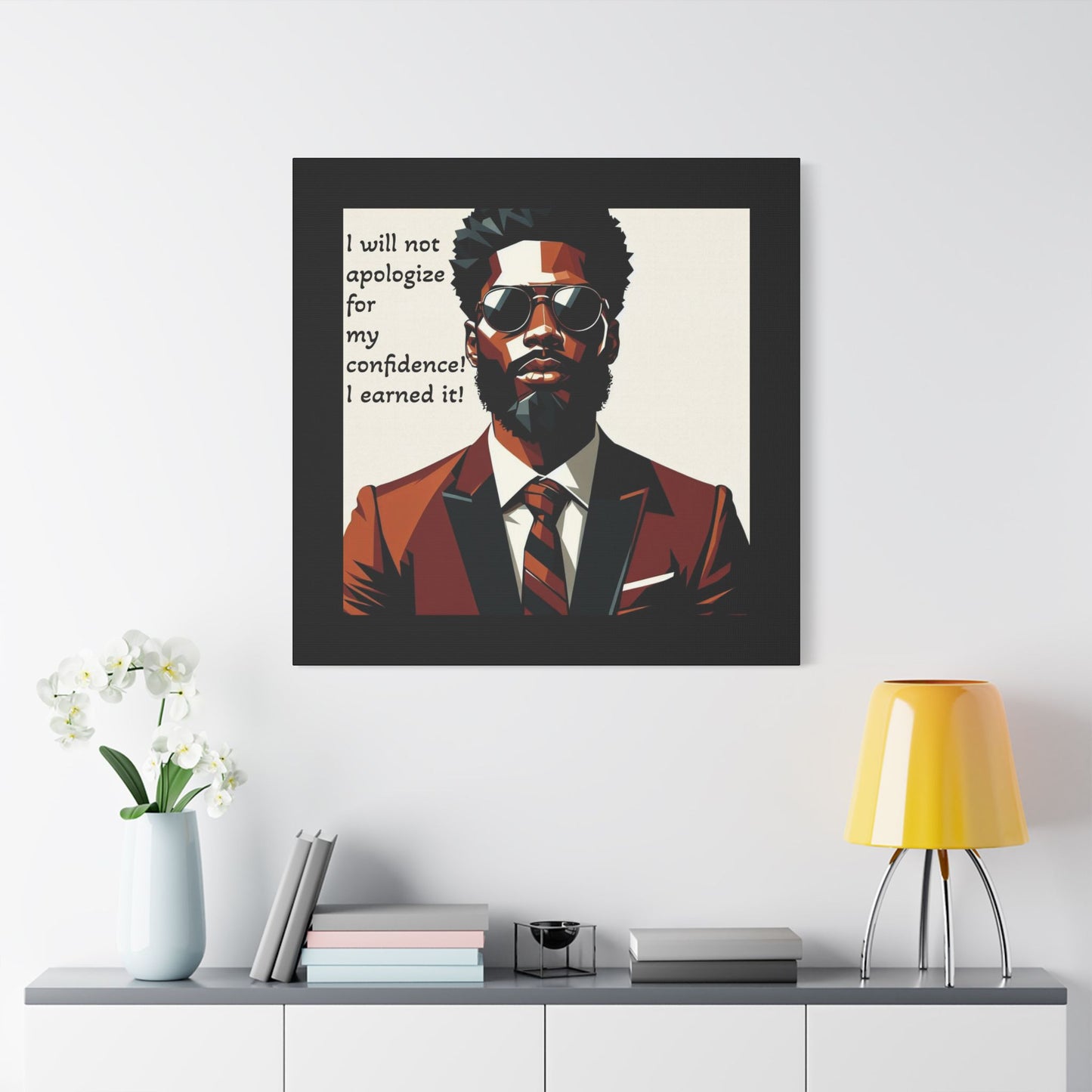 Afro Art Print Canvas, Wall Decor, Satin Stretched Canvas, African American Art, Office Decor, Home Decor - Confident Man In Suit