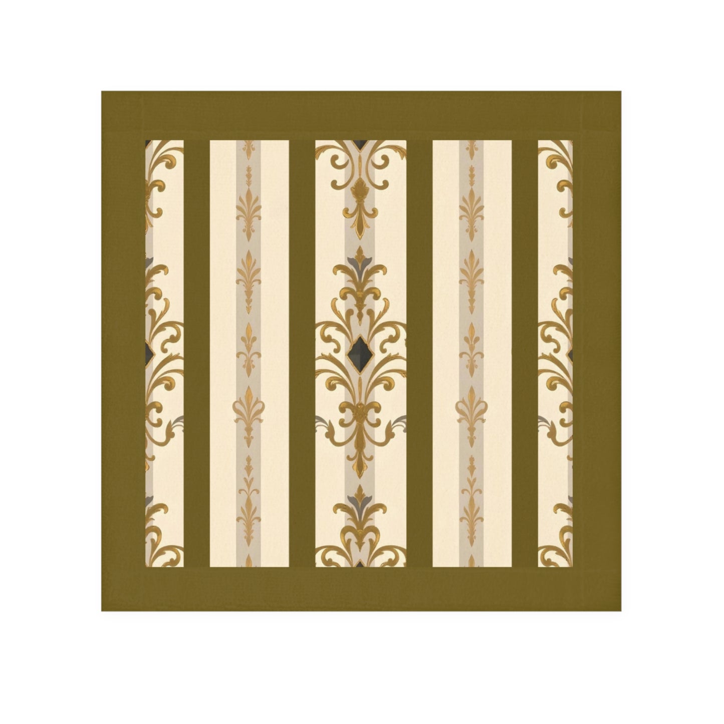 Elegant Vintage Face Towel – Luxurious Gold Pattern for Home & Spa - Olive Striped Gold Damask