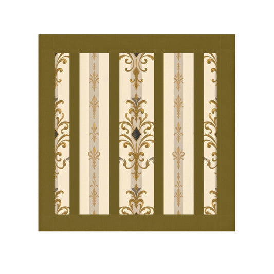Elegant Vintage Face Towel – Luxurious Gold Pattern for Home & Spa - Olive Striped Gold Damask