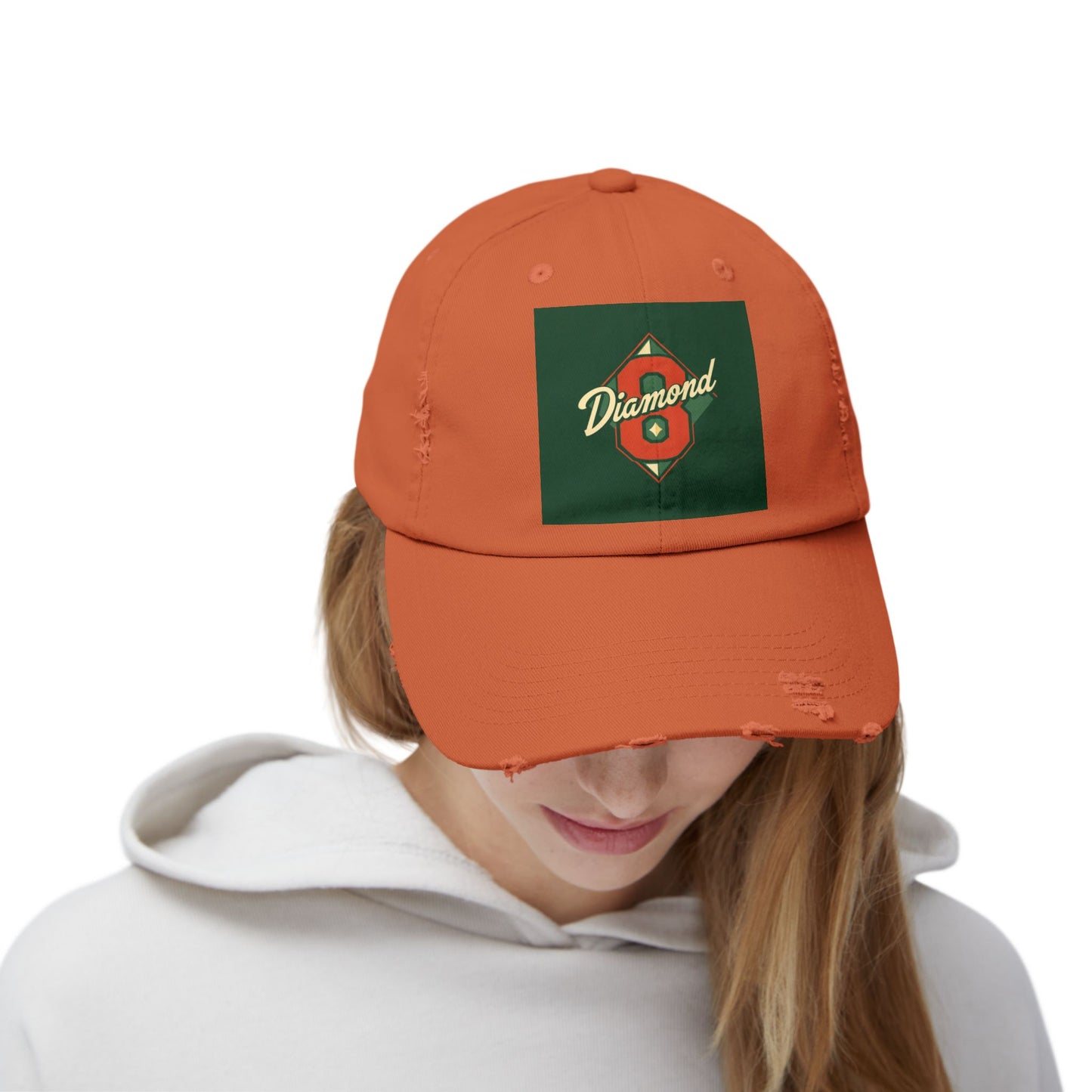 Unisex Distressed Cap - Vintage Baseball Style Hat, Cool Casual Headwear - Diamond 8