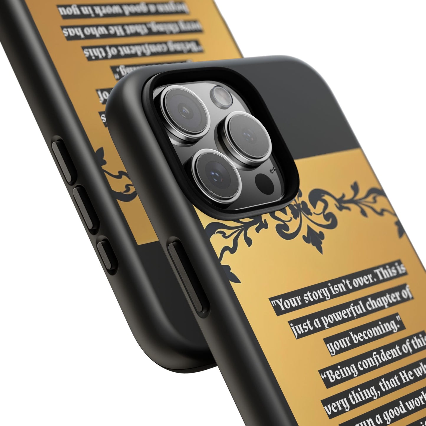 Elegant Floral Motif Phone Case - Tough Cases with Vintage Design - "Your story isn't over"