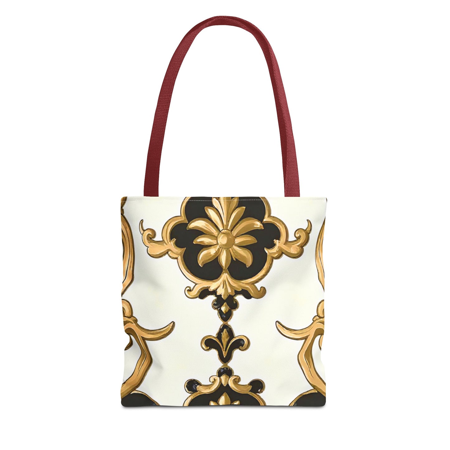 Elegant Floral Tote Bag | Stylish Reusable Bag for Everyday Use, Gift for Her, Shopping, Beach, Travel, Eco-Friendly - Black & Gold Rococo