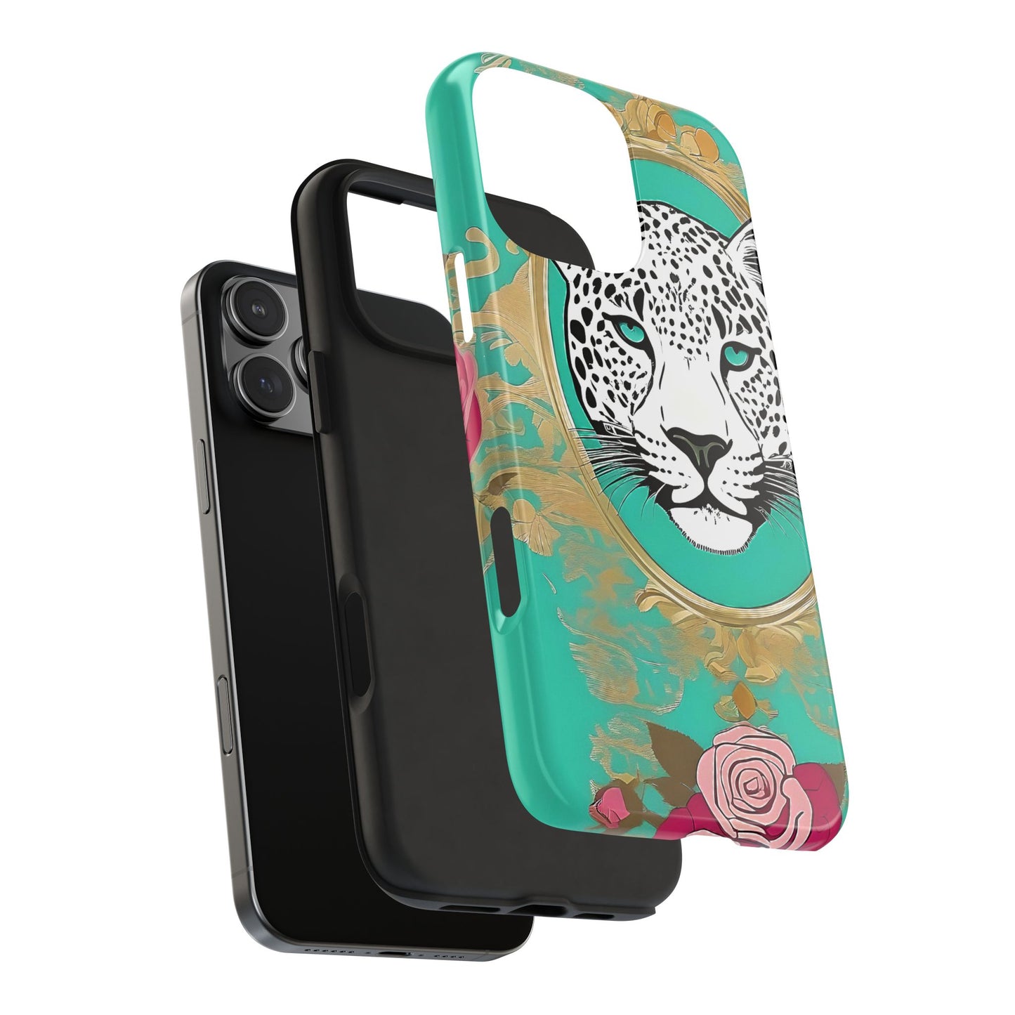 Leopard Tough Phone Case - Trendy Floral Design for Animal Lovers - Leopard & Rose