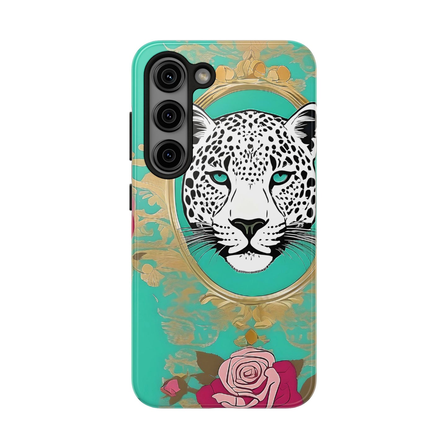 Leopard Tough Phone Case - Trendy Floral Design for Animal Lovers - Leopard & Rose