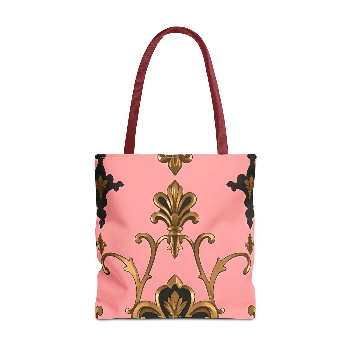 Elegant Patterned Tote Bag - Chic Carry-All for Everyday Use, Fashion Accessory - Pink, Black & Gold Rococo