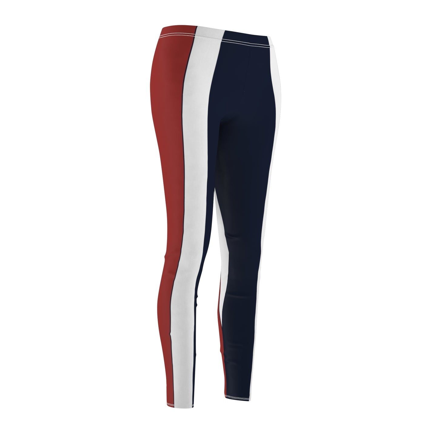 Lunar Midnight & Red-White Striped Stylish Casual Leggings for Women, Sporty Activewear, Fitness Leggings, Everyday Comfort, Perfect for Yoga & Workout