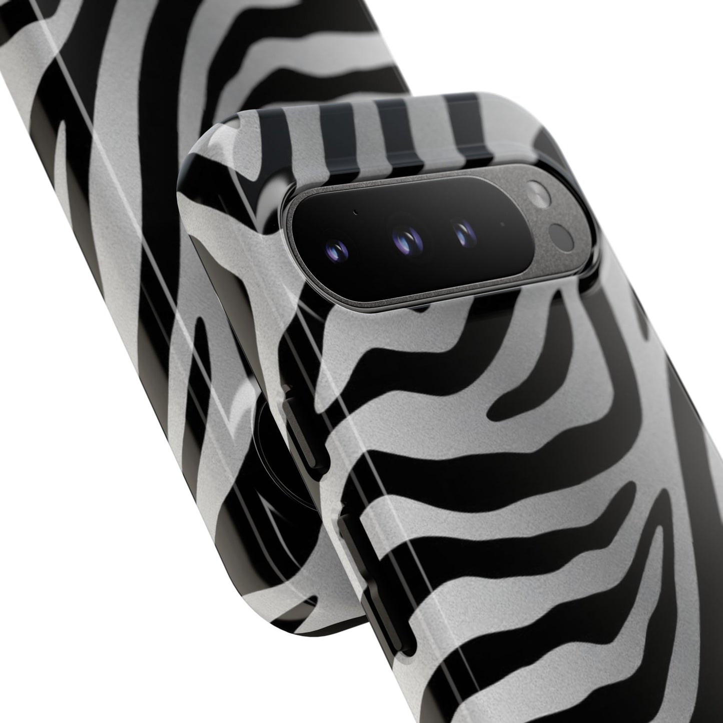 Zebra Print Tough Phone Case - Silver