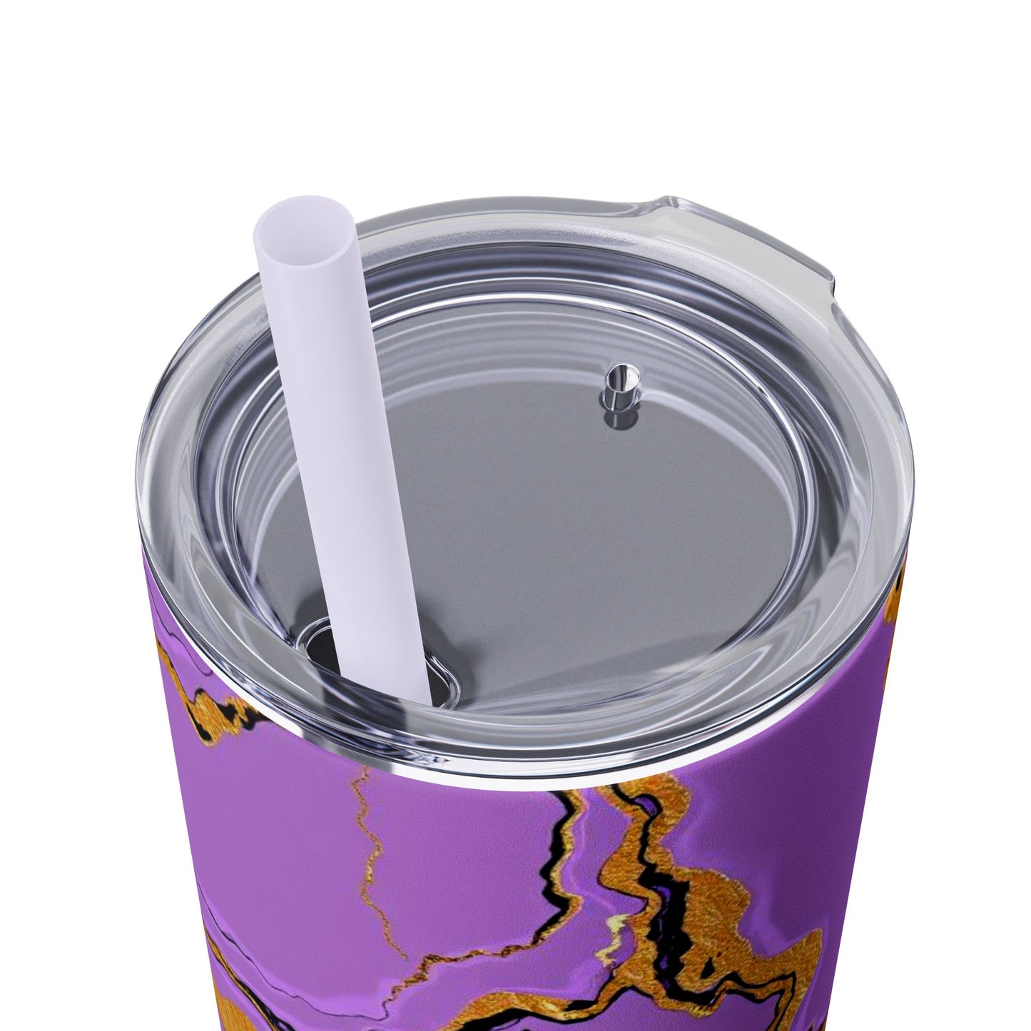 Stylish Marble Lavender Skinny Tumbler, 20oz - Trendy Drinkware for Home, Office, Travel, Gifts, Women, Fashionable Beverages