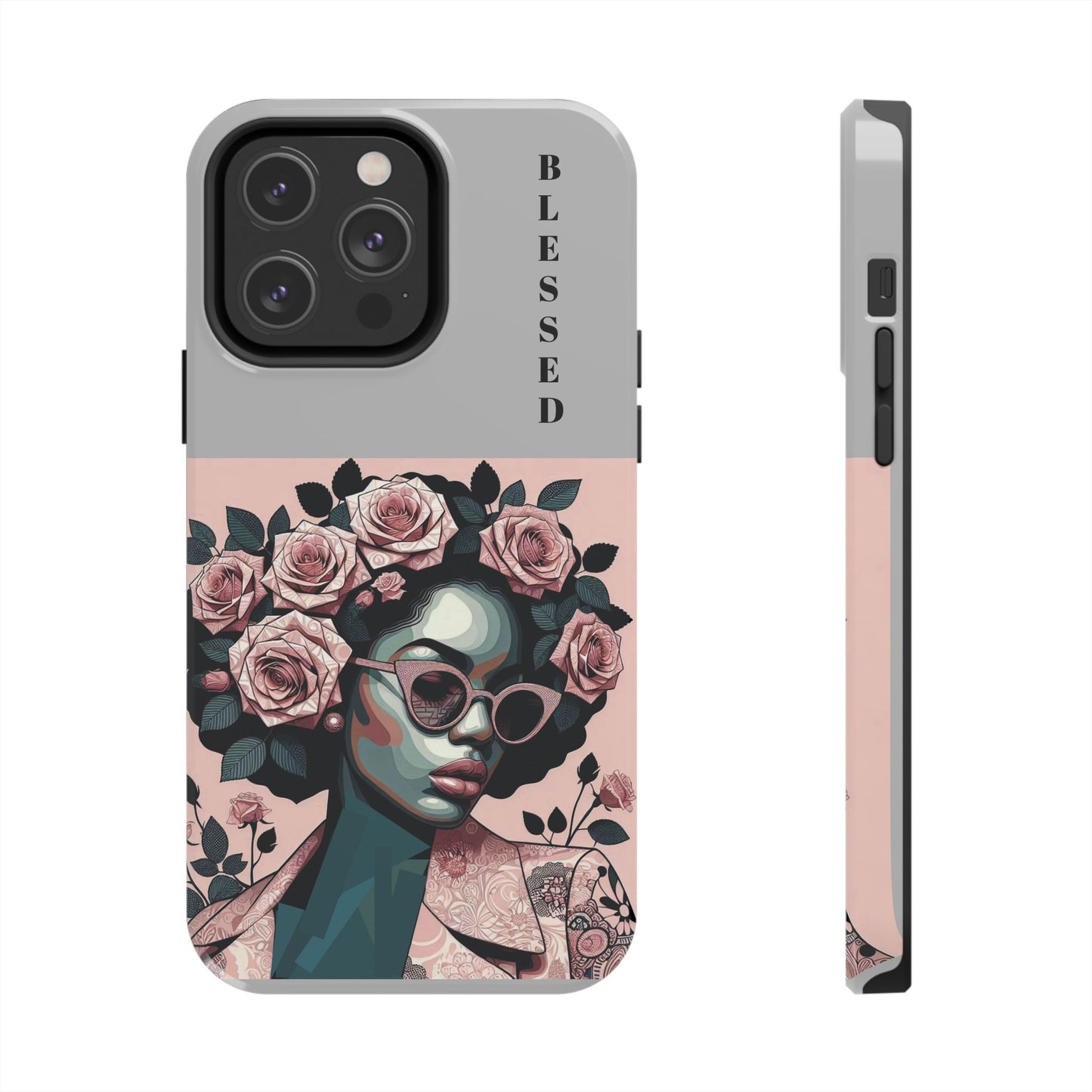 Blessed Floral Tough Phone Cases | Unique Gift for Her, Gift for Mom, Stylish Protection, Birthday Present, Black Girl Art