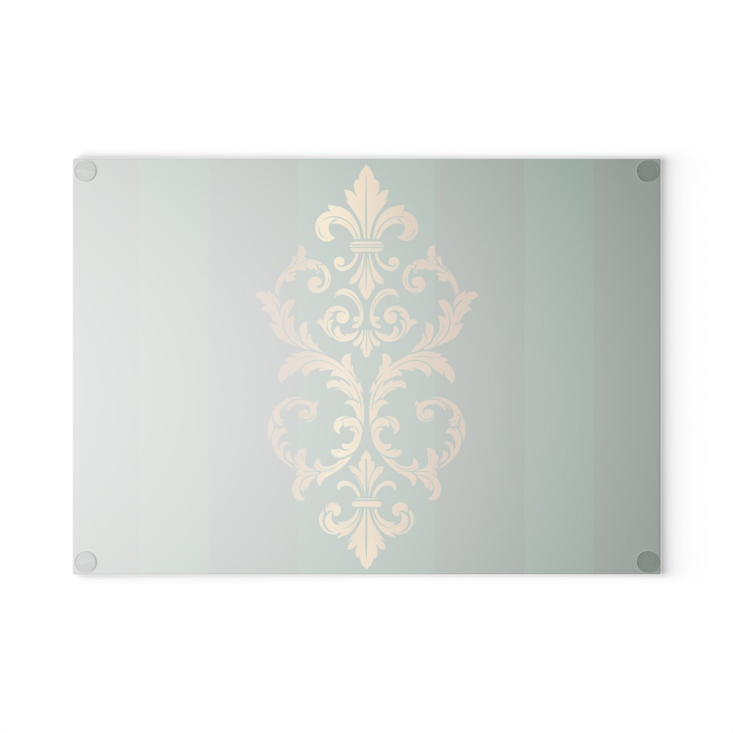 Green Glass Striped Baroque Cutting Board — Green Striped with Gold Baroque Accent