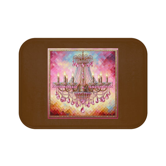 Chic Crystal Chandelier Bath Mat | Luxurious Bathroom Decor, Elegant Home Accessory, Spa Gift, Holiday Essentials, Vibrant Colors - Pink Jeweled Chandelier