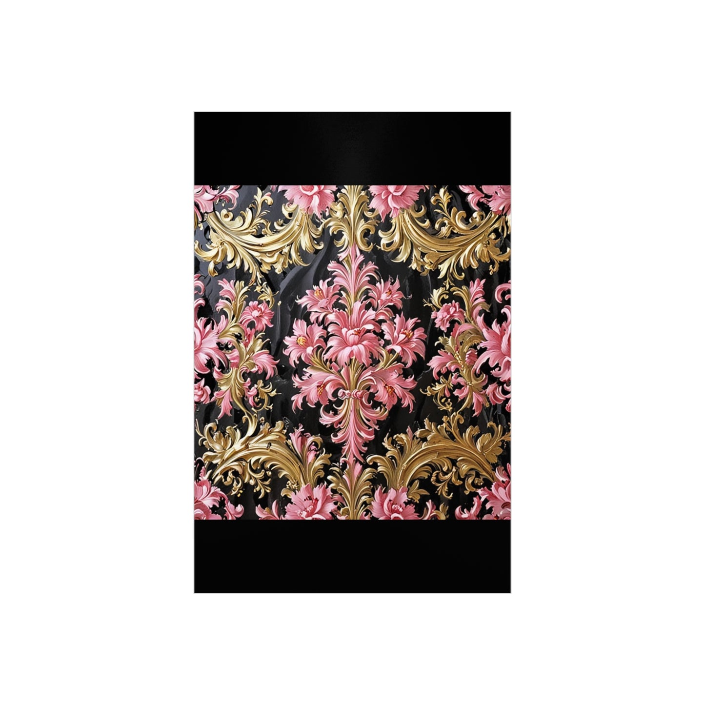 Elegant Floral Foam Board | Decorative Wall Art, Home Decor, Wedding Decor, Party Backdrop - Black & Pink Oil Painting Style Rococo