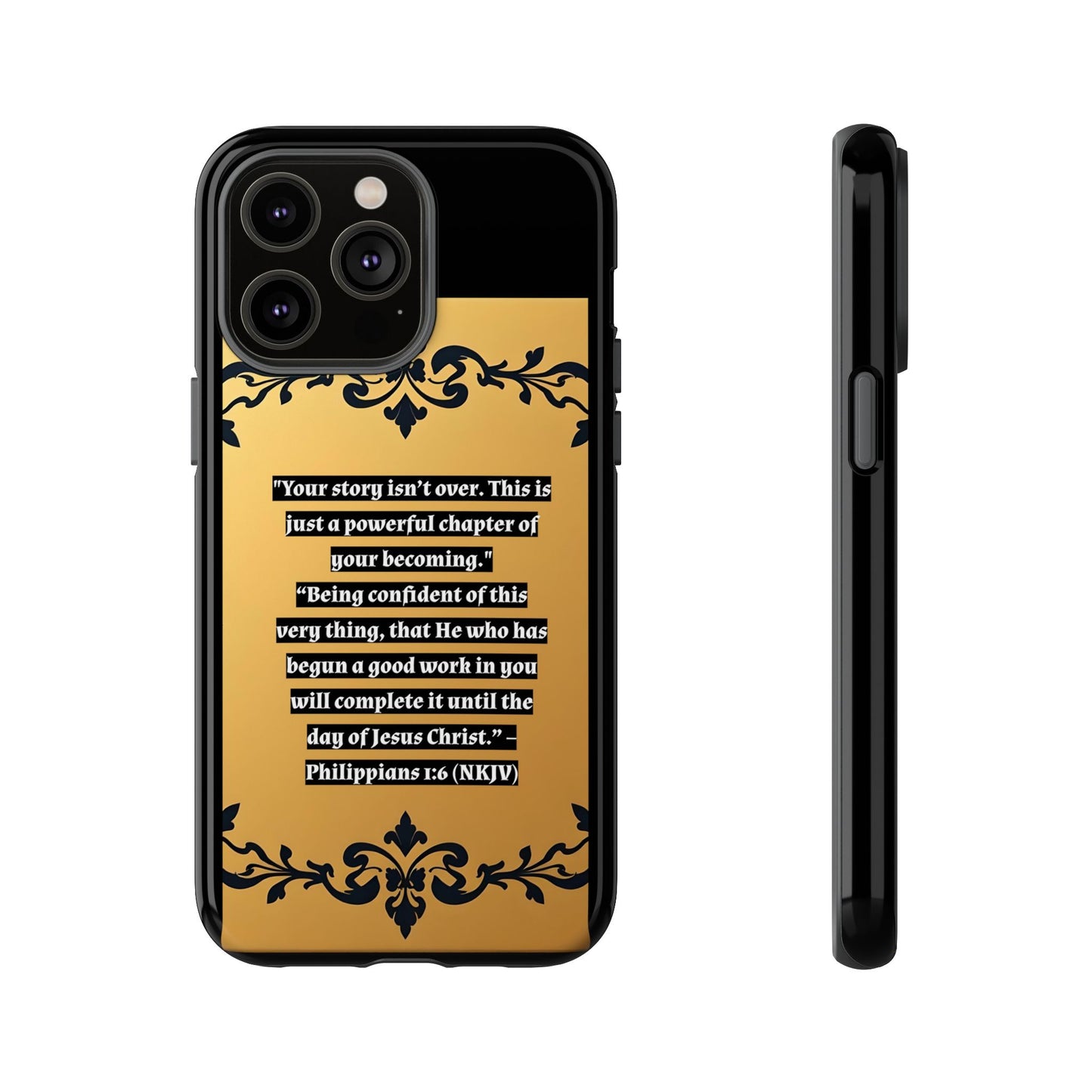 Elegant Floral Motif Phone Case - Tough Cases with Vintage Design - "Your story isn't over"