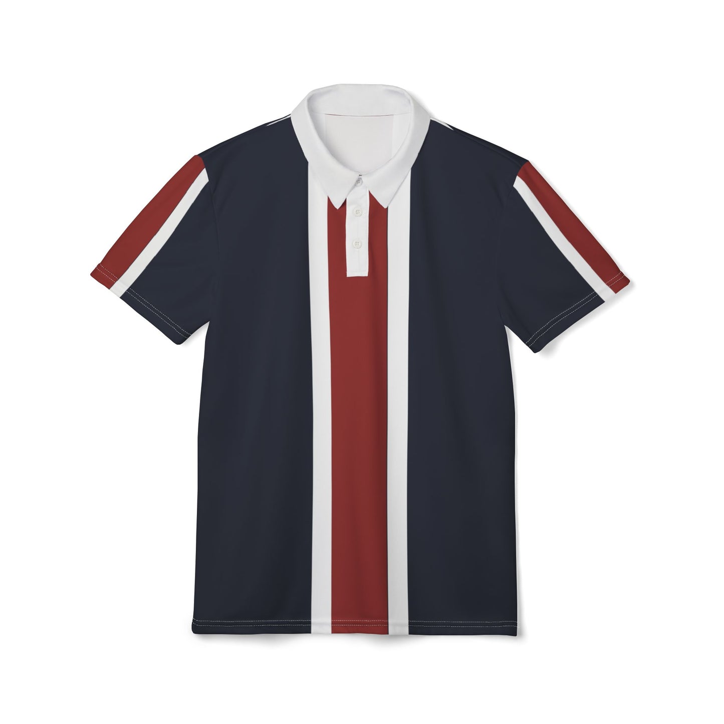 Lunar Midnight & Red-White Striped Stylish Unisex Polo Shirt, Casual Wear, Fashionable Menswear, Summer Essential, Gift for Him/Her, Holiday Attire