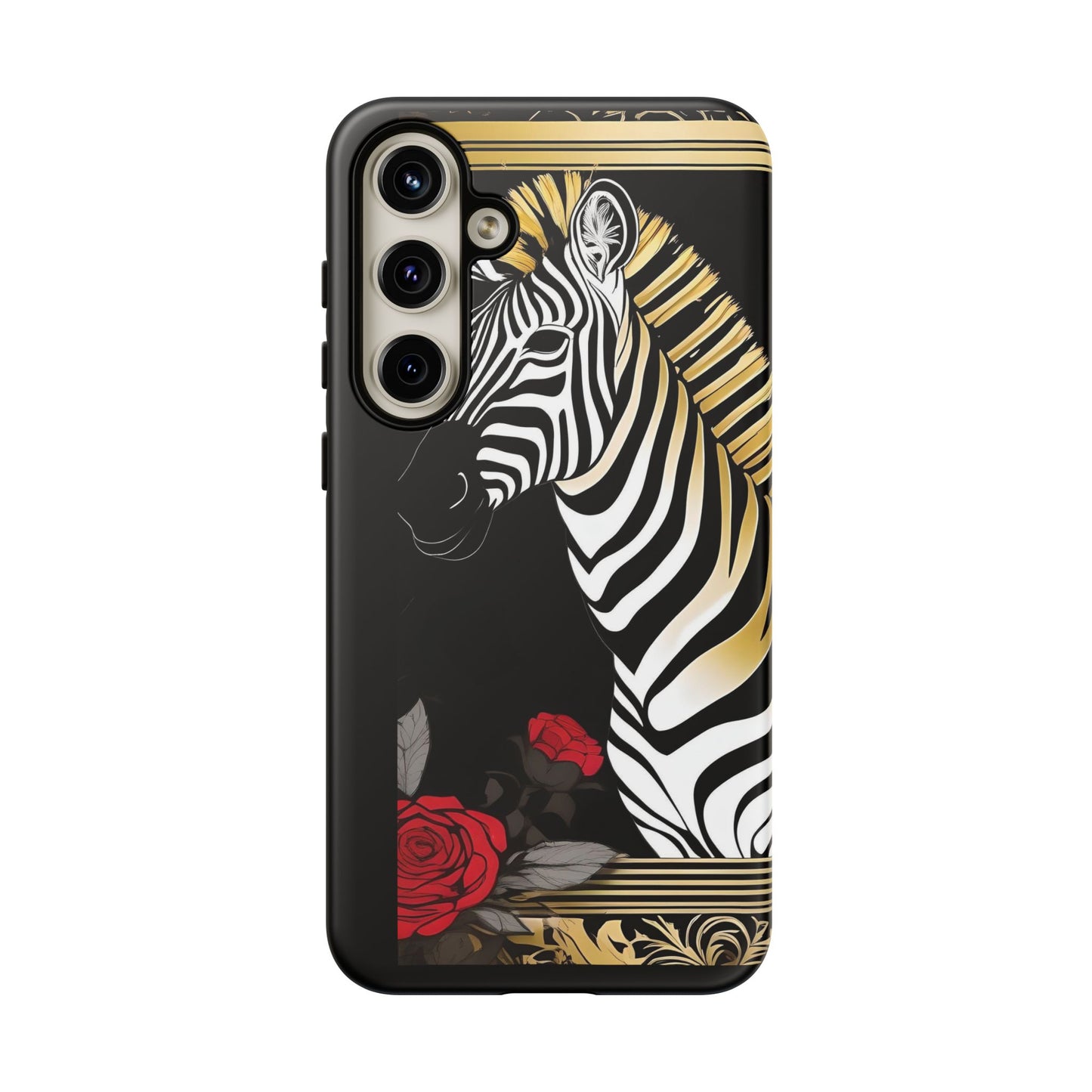 Phone Case - Elegant Zebra & Roses Design