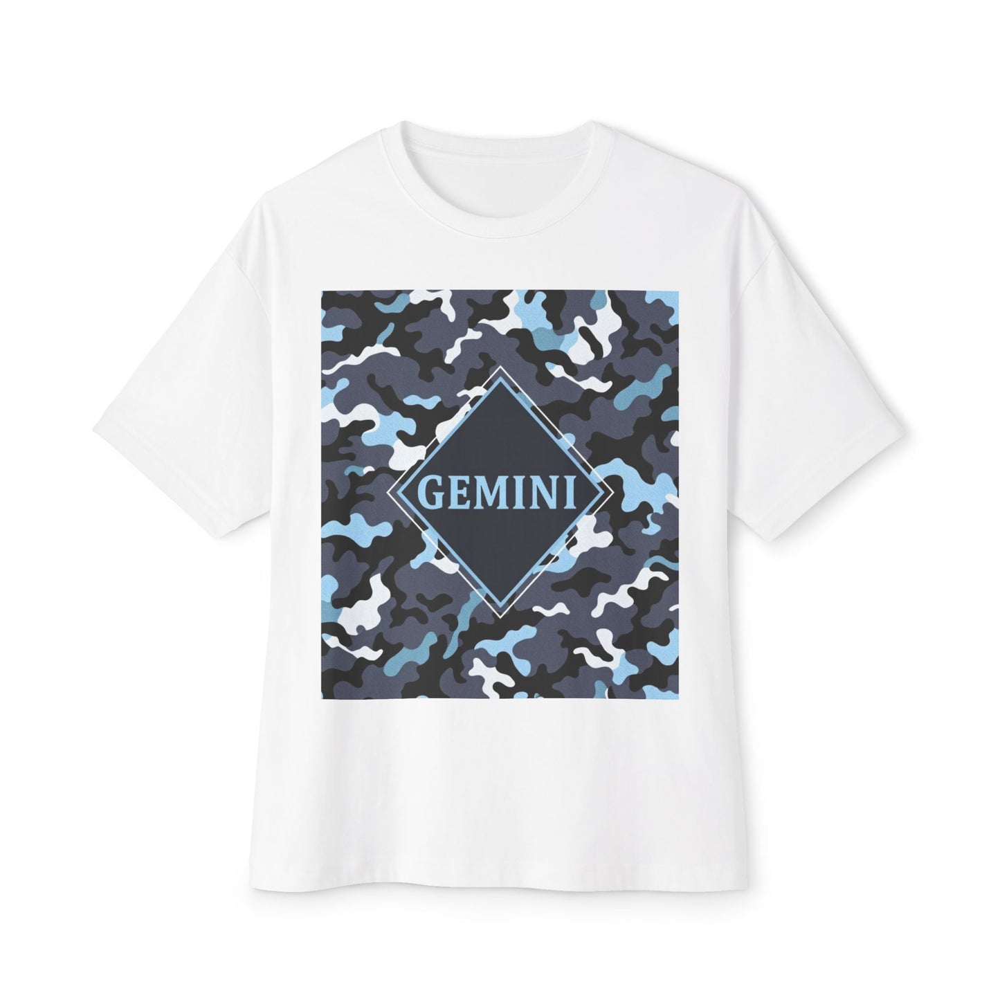 Gemini Oversized Tee - Unisex, Boho Style, Casual Wear, Birthday Gift, Zodiac Apparel, Comfortable Tee - Black, Grey & Ice Blue