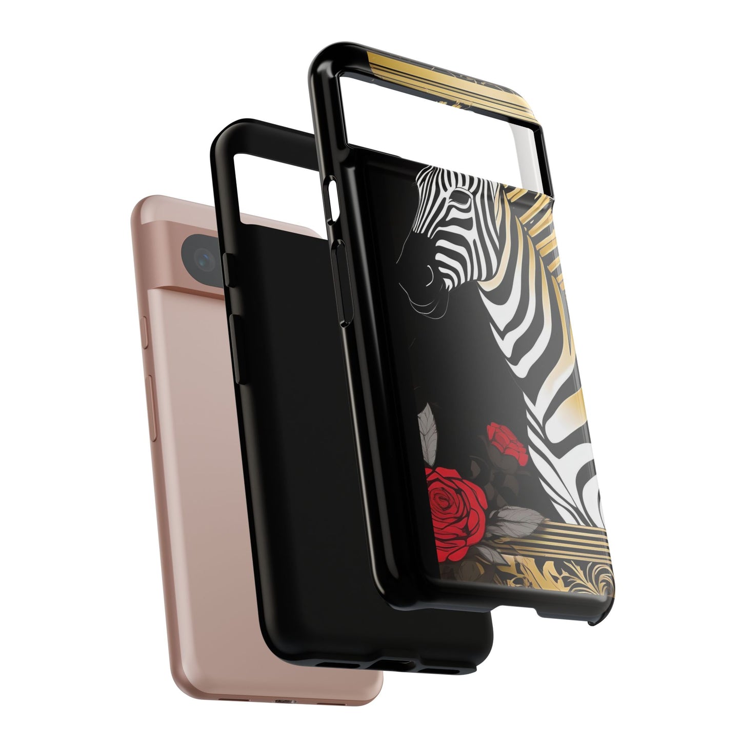Phone Case - Elegant Zebra & Roses Design