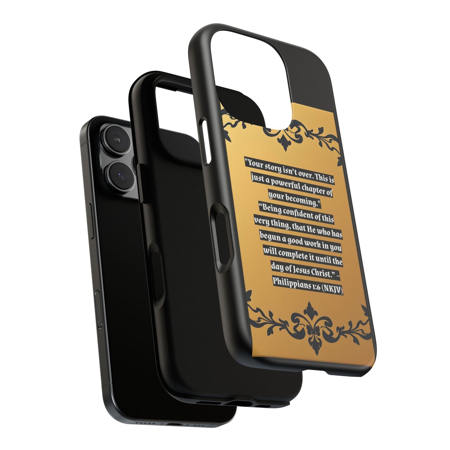 Elegant Floral Motif Phone Case - Tough Cases with Vintage Design - "Your story isn't over"