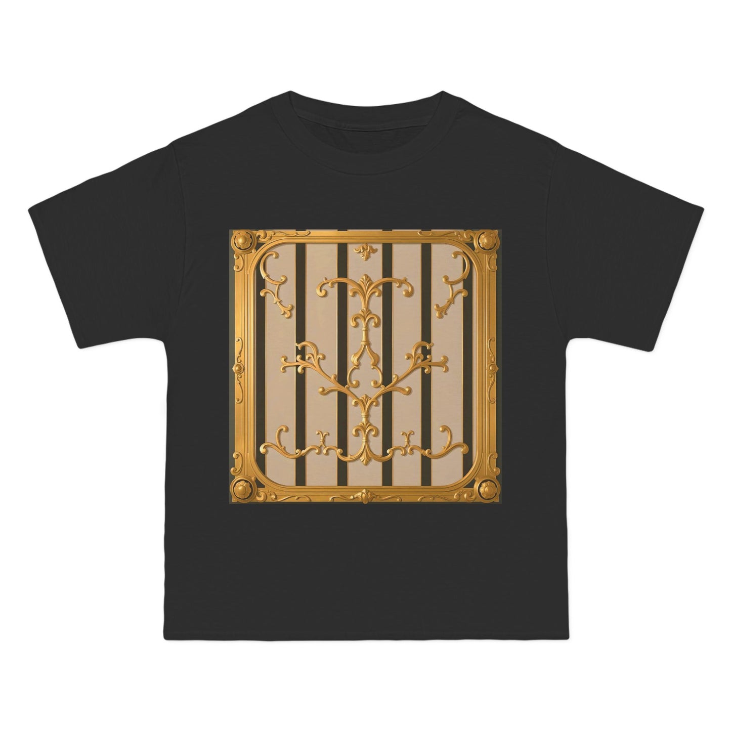 Beefy-T® Unisex Short-Sleeve T-Shirt - Beige Striped Gold Rococo